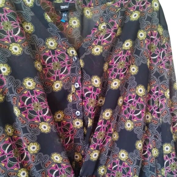 Mossimo Black Purple Green Floral Print Blouson Dress Sz 3XL - Picture 11 of 11